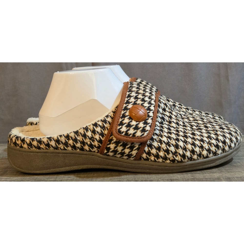 Vionic Carlin Quilted Orthotic Mule Slippers Women's Size 12 Black White Brown